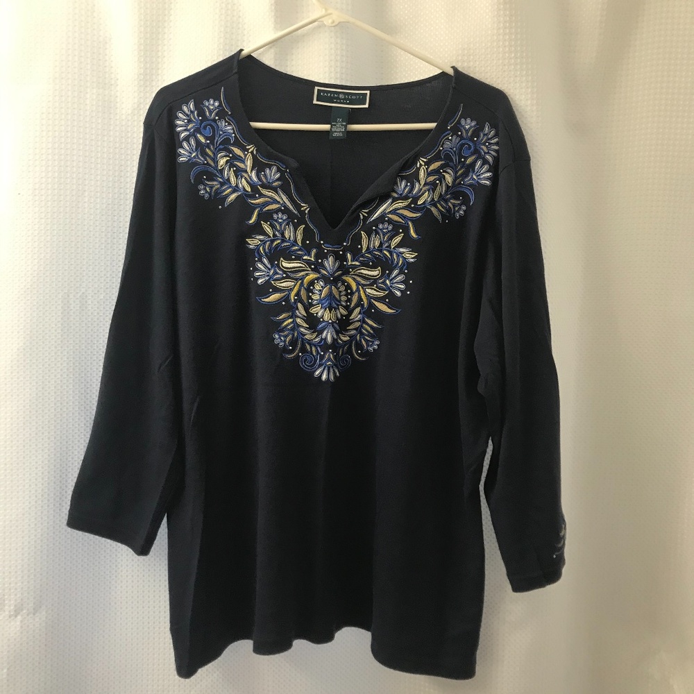 Karen Scott Embroidered Shirt